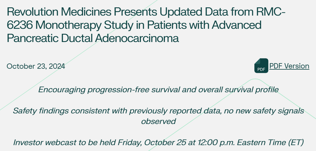 RMC-6236 在胰腺导管腺癌患者中的数据公布