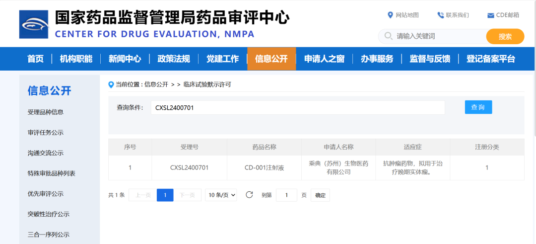 乘典生物CD-001获得国家药品监督管理局临床试验默示许可